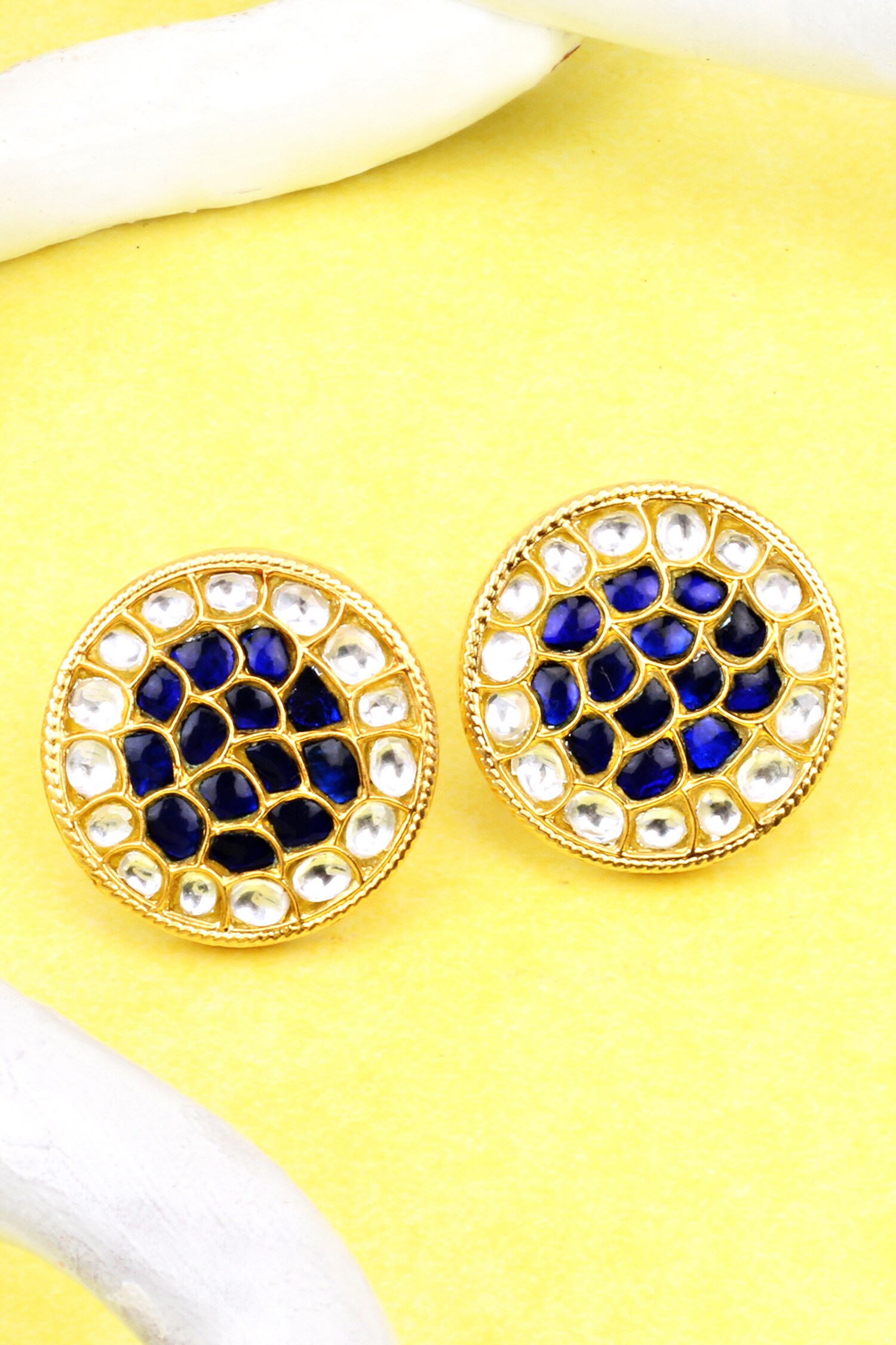Buy Rich  Famous Blue Stone Gold Pleted Round Shape Stud Earrings For  Women And Girls Online at Best Prices in India  JioMart