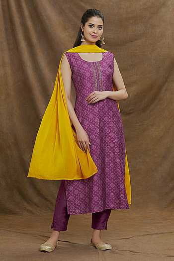 Two tone Bandhej Lehenga and Short Kurta Set