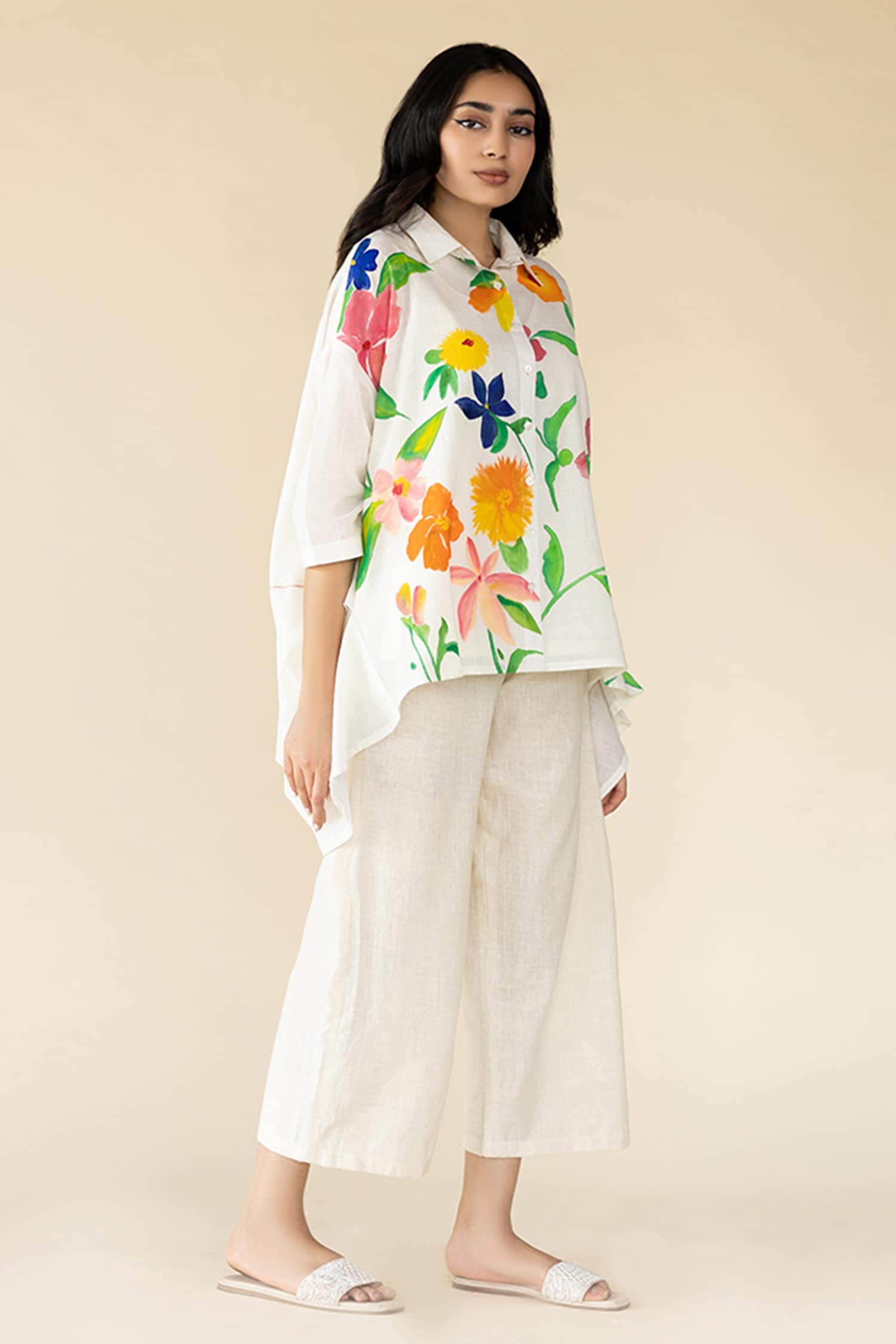 Buy Purvi Doshi Off White Handloom Cotton Solid Pant Online | Aza Fashions