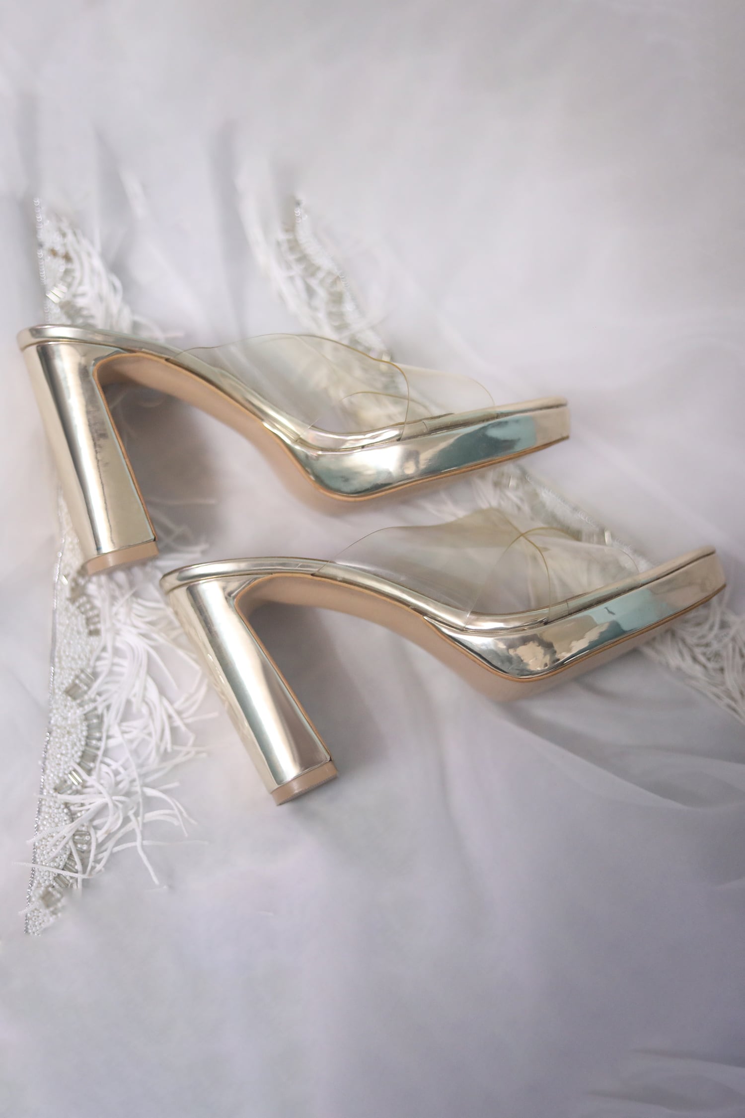 Clear gold clearance block heels