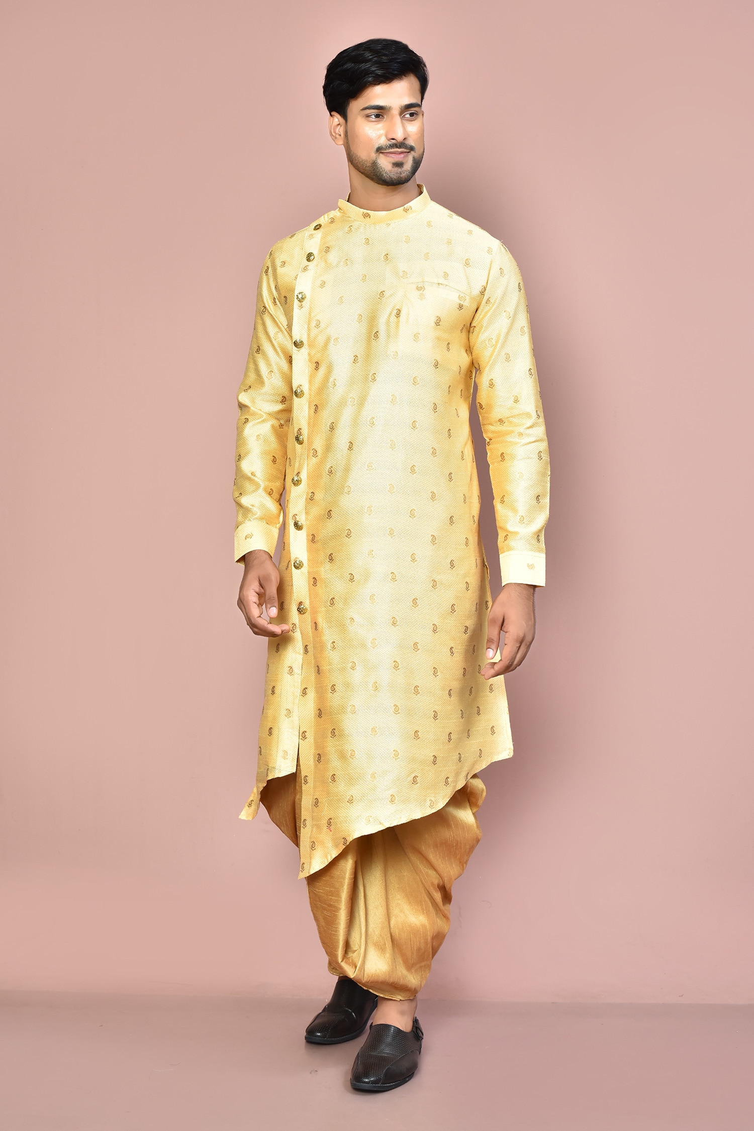 Asymmetric Paisley Pattern Kurta Set  (For Kids)