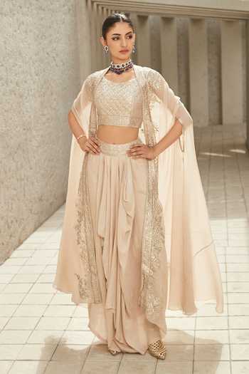 Ania - Ivory Cape, Blouse & Dhoti Skirt main image 1