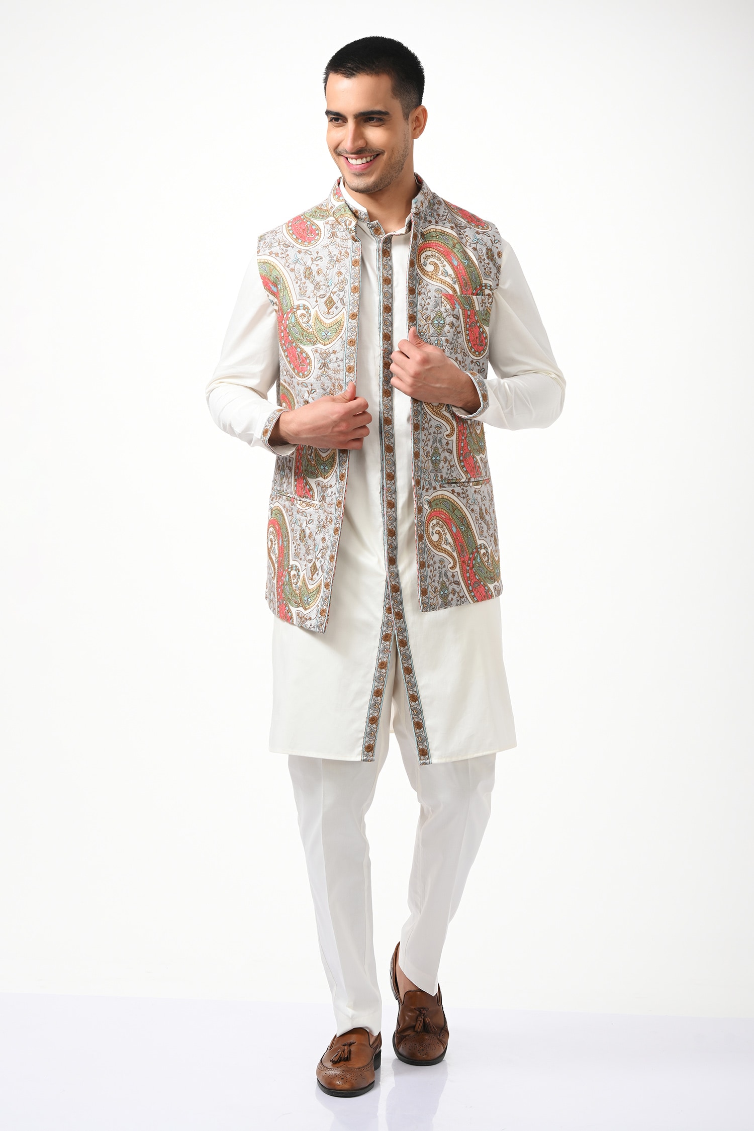 Brown and Beige Kashmiri winter Sdiri (Jacket) #2 - Rawat Alsafa Store