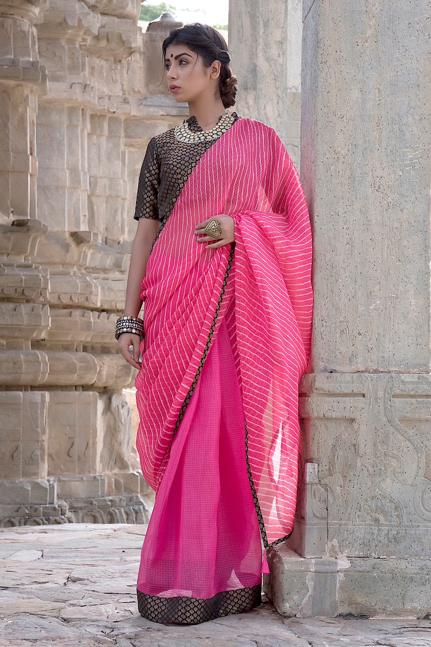 Buy Pink Silk Organza Embroidery Square Neck Saree With Blouse For Women by  PUNIT BALANA Online at Aza Fashions.