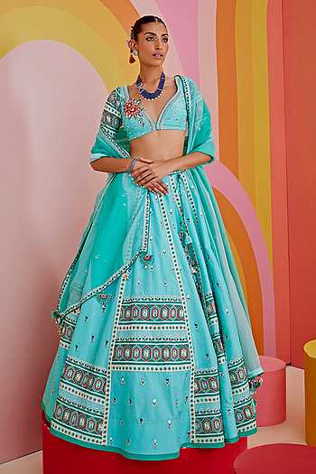 Agni Mirror Work Embroidered Kalidar Lehenga Set