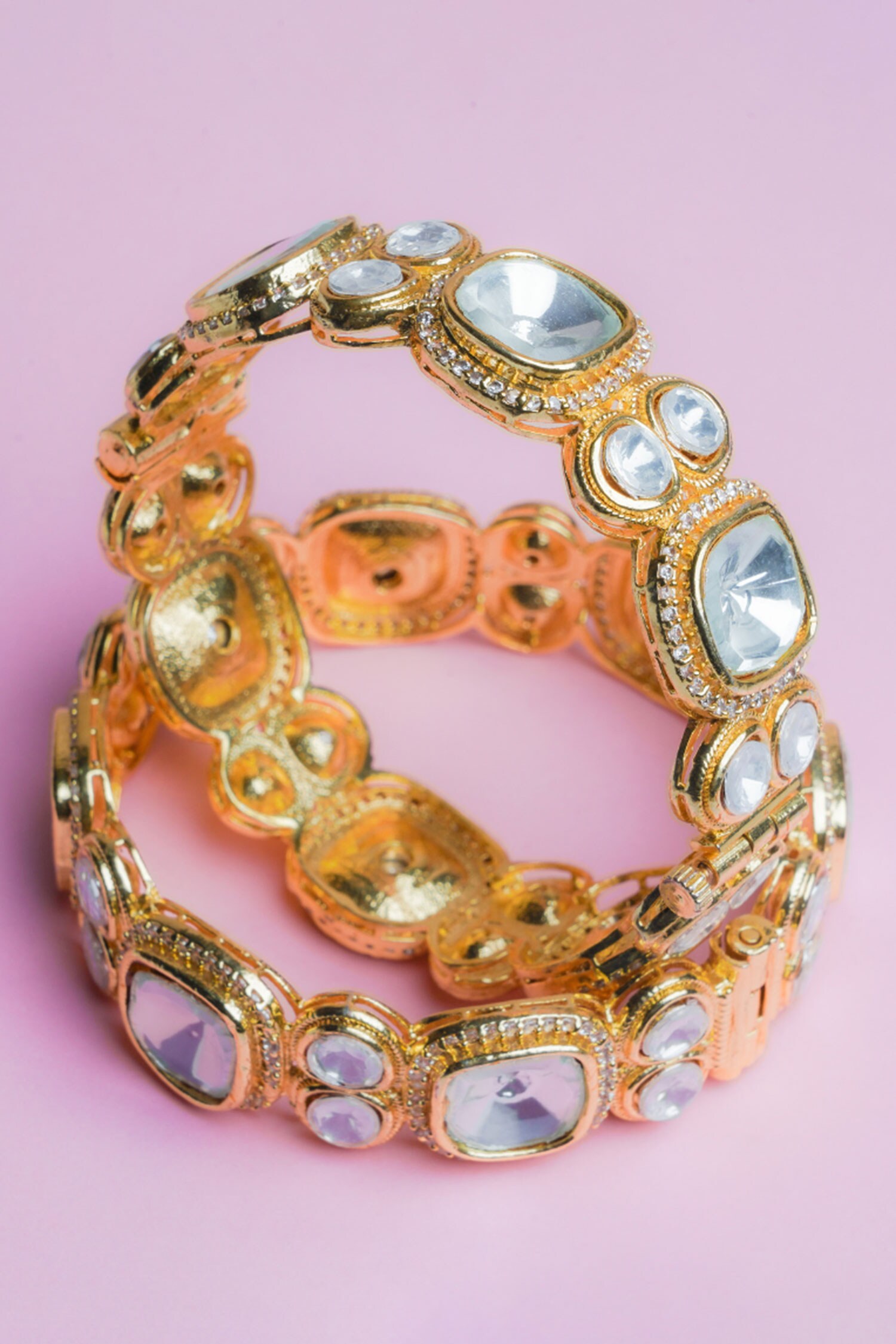 Buy Queens Jewels Kundan Embellished Bangles Set Of 2 Online Aza