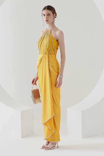 slim fit dress slacks EcoVero Halter Dress Sunflower Power