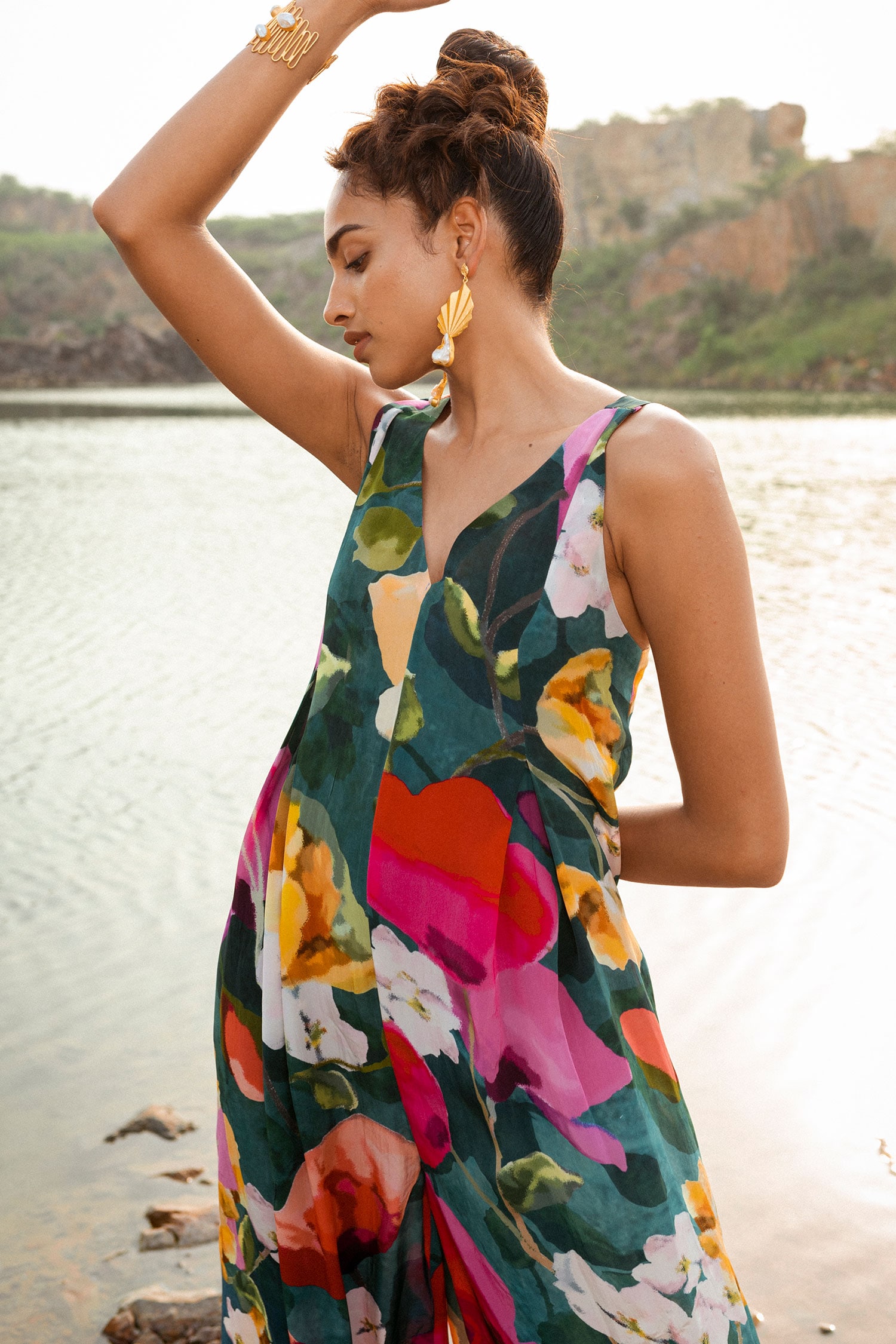 Buy Alexandra Miro Multicolour Irena Jumpsuit in Crepe de Chine for Women  in UAE