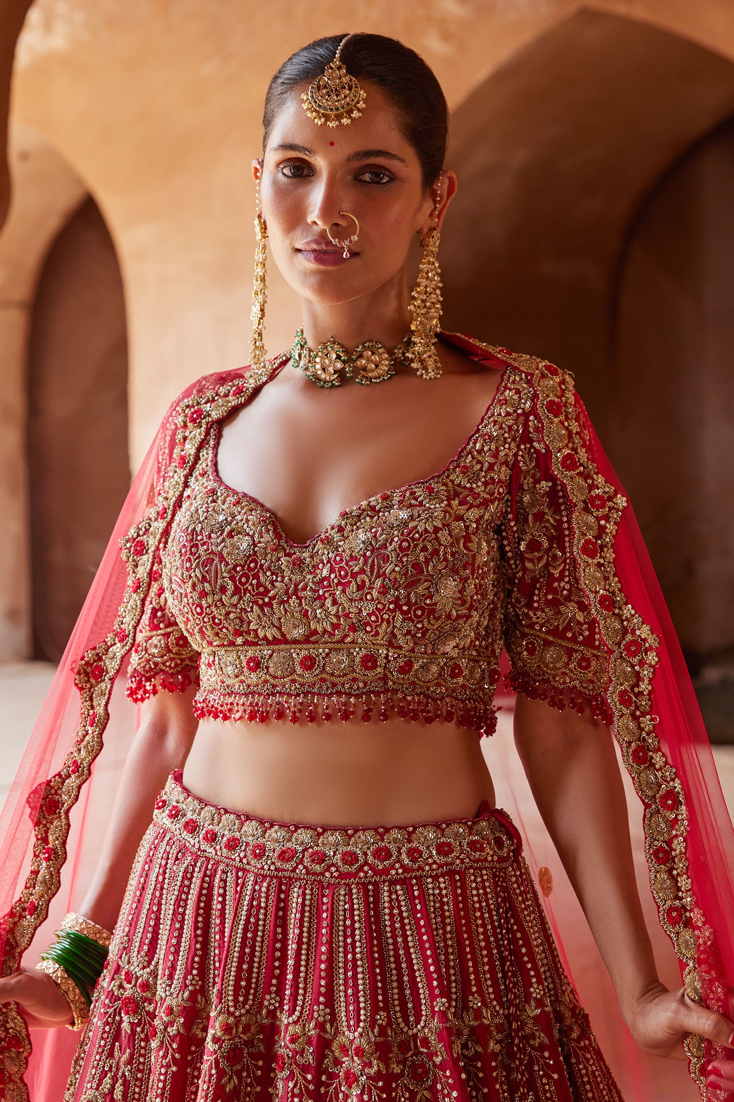 Adah Rose Gold Heavily Embellished Bridal Lehenga – Zuria Dor