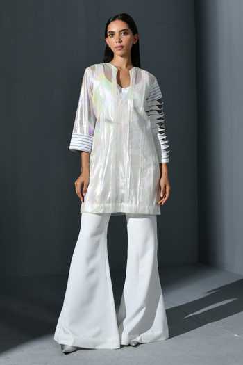 Zehra Red Kurta and Flared Pants with Gota Patti Work on Sleeves and Ghera main image 1