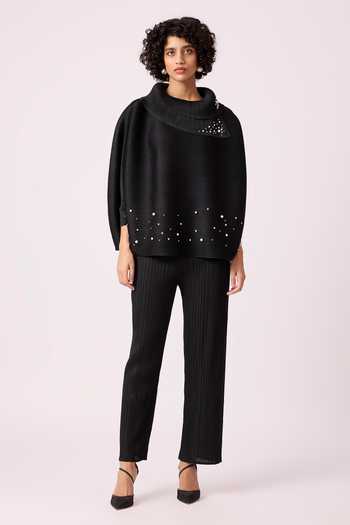 Buy Scarlet Sage Black Polyester Sloane Pearl Embellished Top And Pant ...
