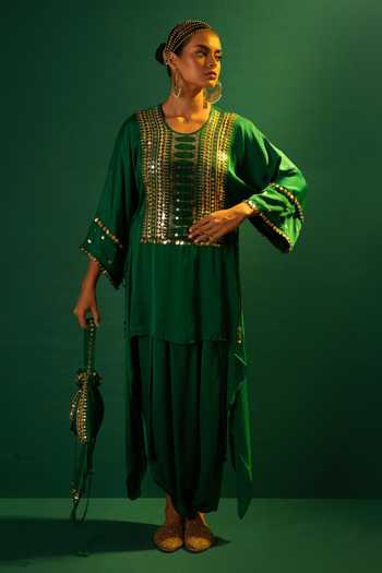 green dhoti dress Stowe Verdant Organza Hand Embroidered Dhoti Skirt 3XL main image 0