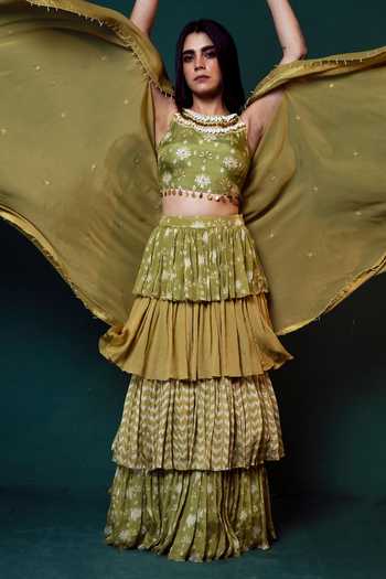 Dhaani Charcoal Green Handwoven Naturally Dyed Woolen Cape