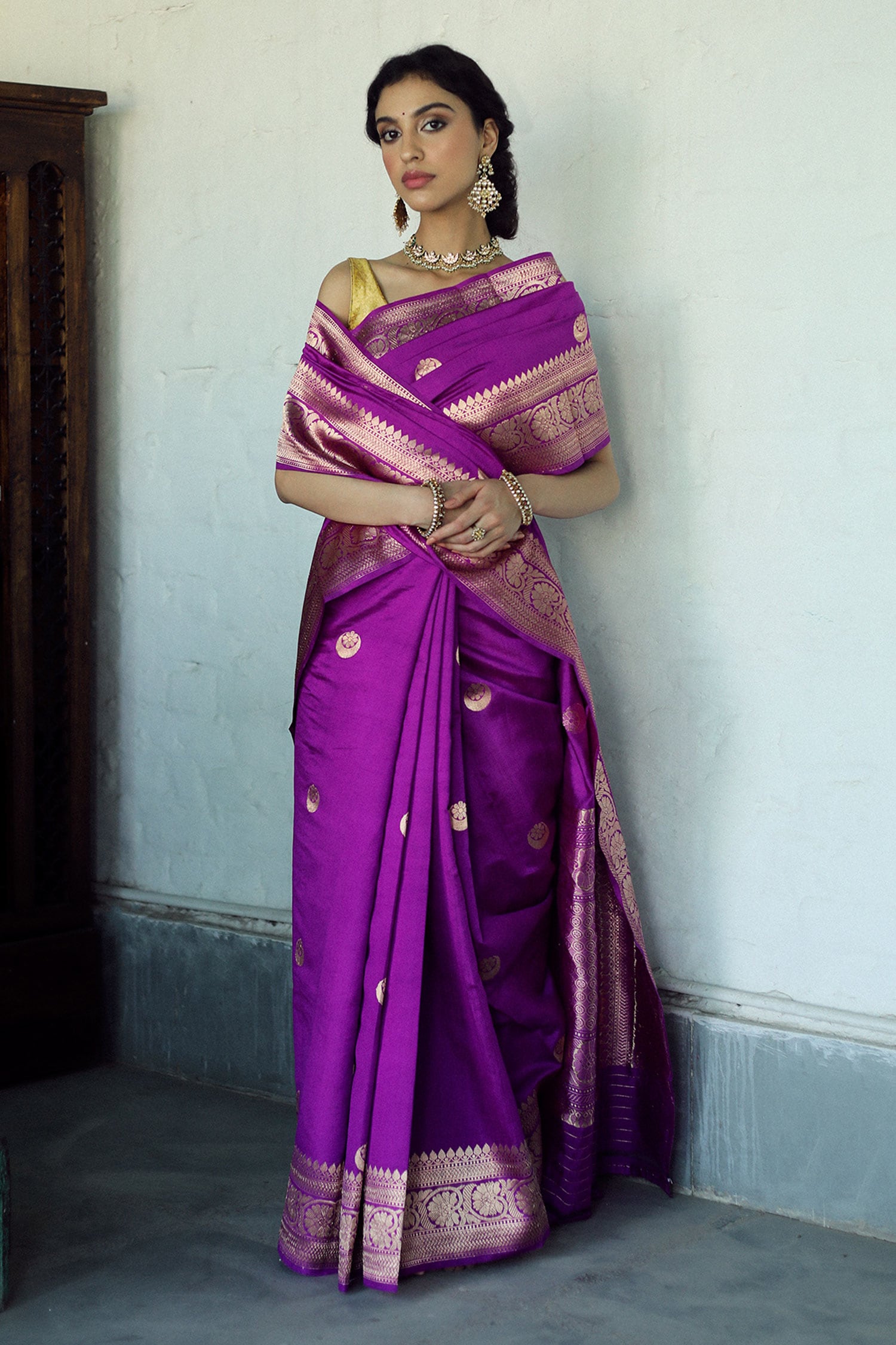 Purple Colour Beautiful Saree With Exclusive Contrast Blouse,party Wear  Saree,wedding Wear Saree,bollywood Style Saree,kanchipura Silk Saree - Etsy