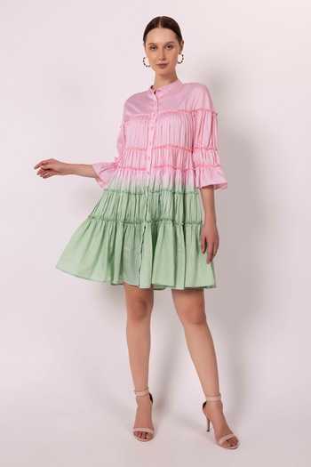 Colour Block Short Tiered Dress main image 1
