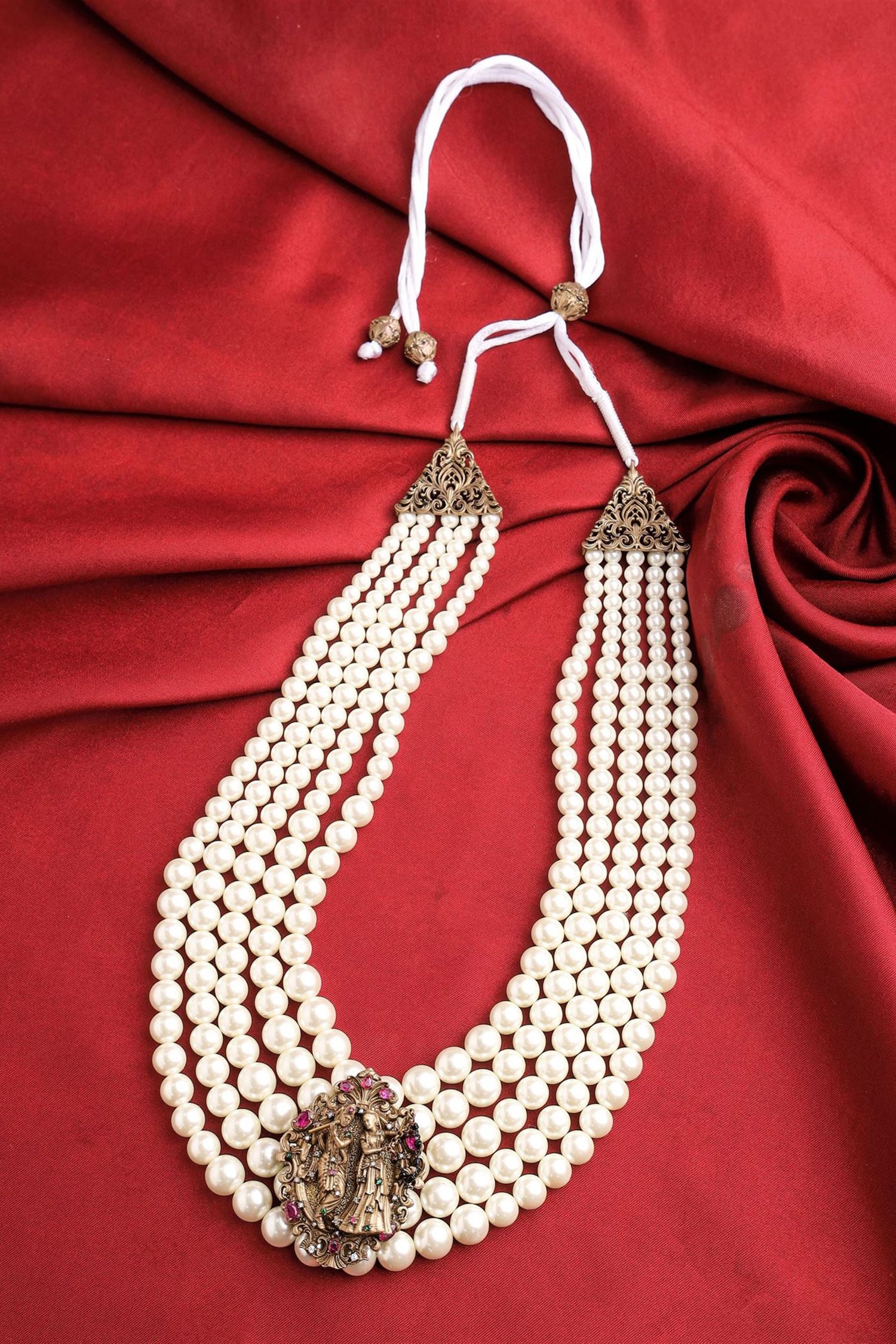 Cosa Nostraa White Beads Radhe Krishna Embellished Mala