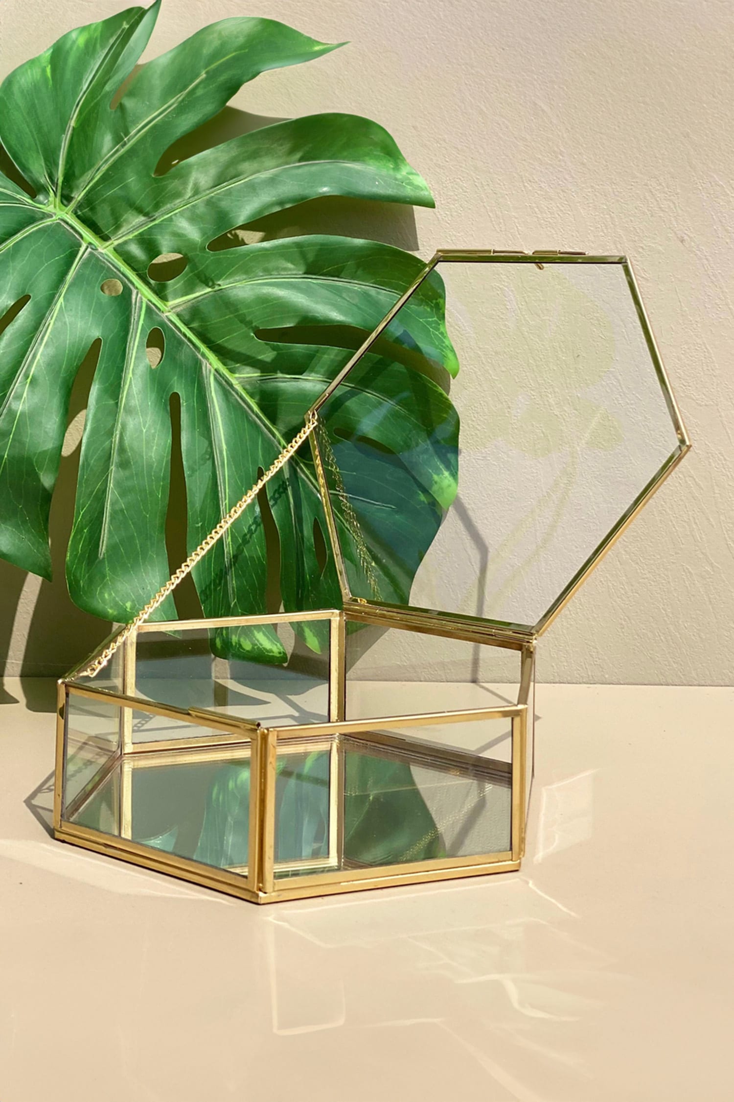 Mason Home Gold Milan Hexagonal Glass Box