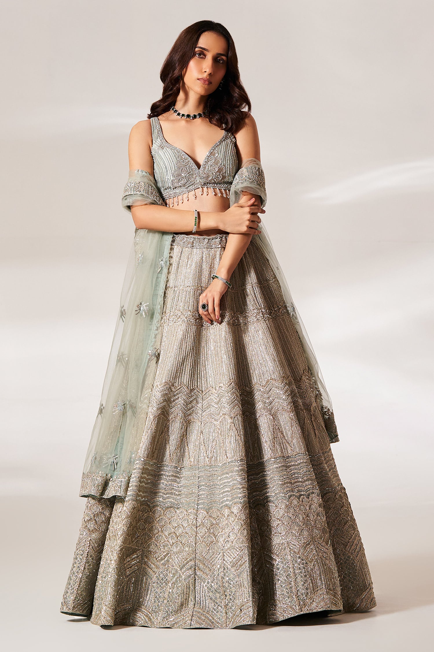 Buy Grey Bridal Lehenga for Women Online in India - Indya