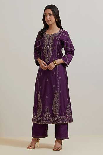 Purplegreen Kurta Cotton Silk Chudidaar main image 1