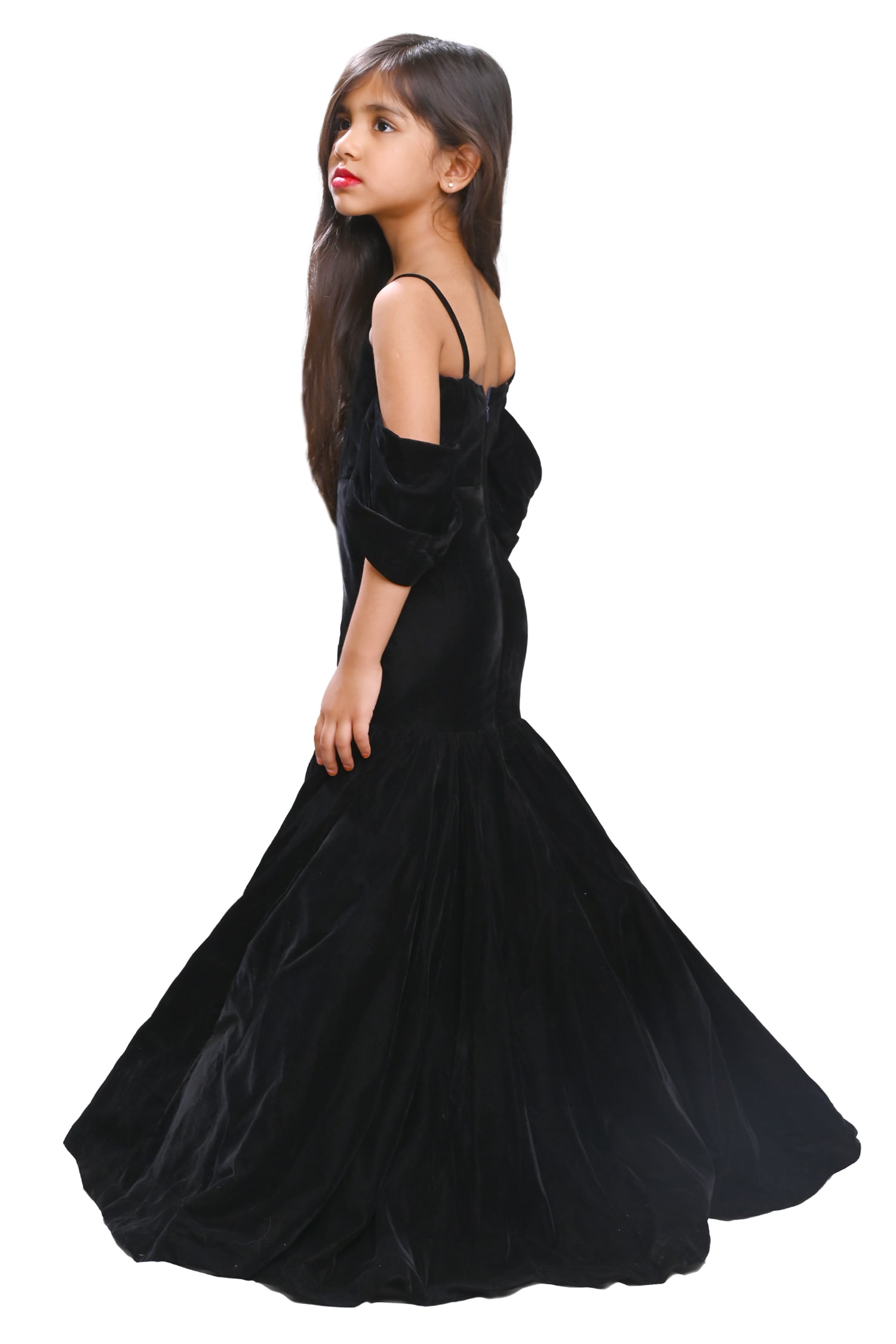 Black Velvet Open Slit Butterfly Design Sweetheart Long Formal Evening –  Sultan Dress