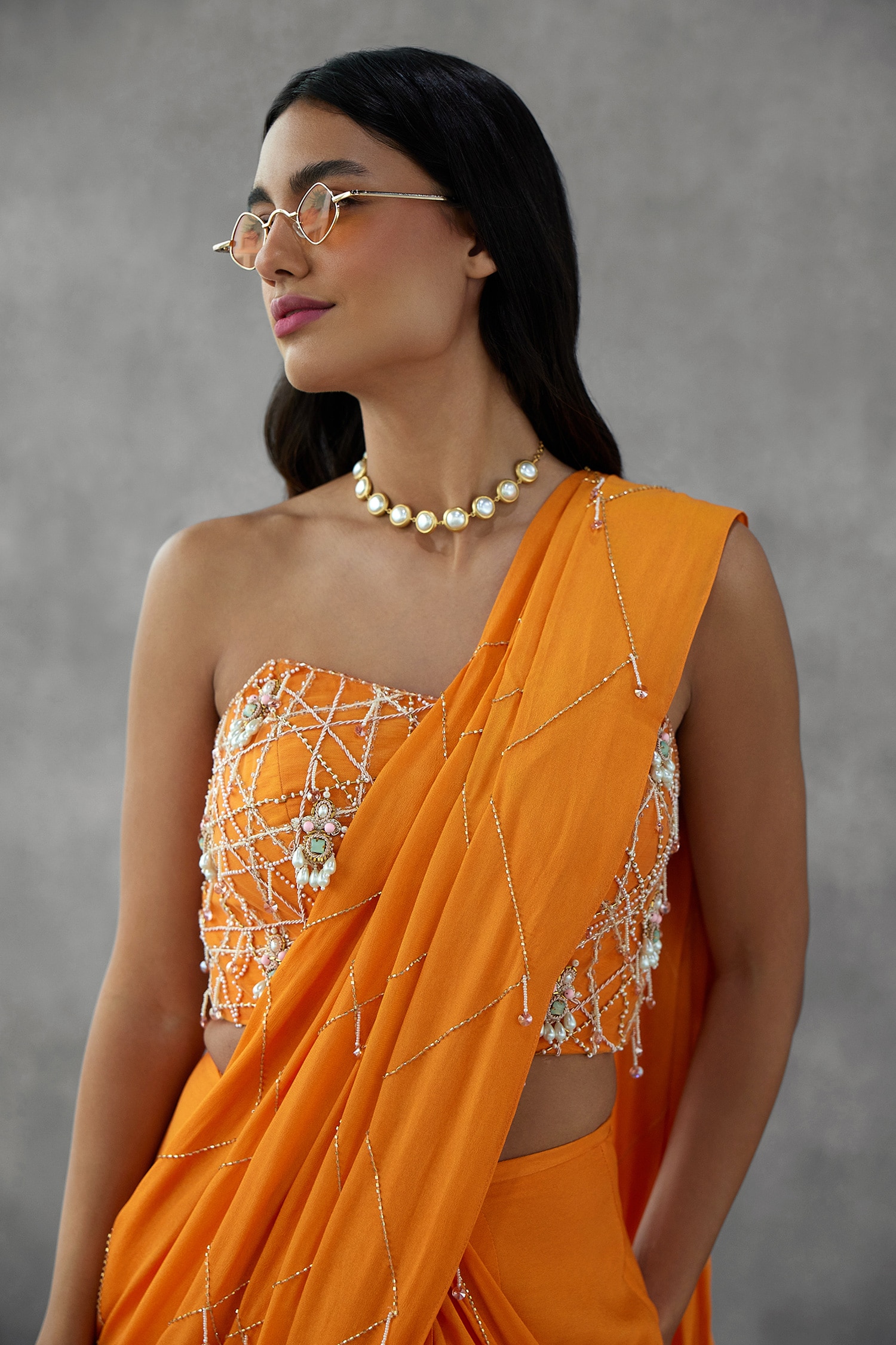 Orange Modal Silk With Silver Zari Weaving Sari With Matching Blouse –  Bahuji - Online Fashion & Lifestyle Store