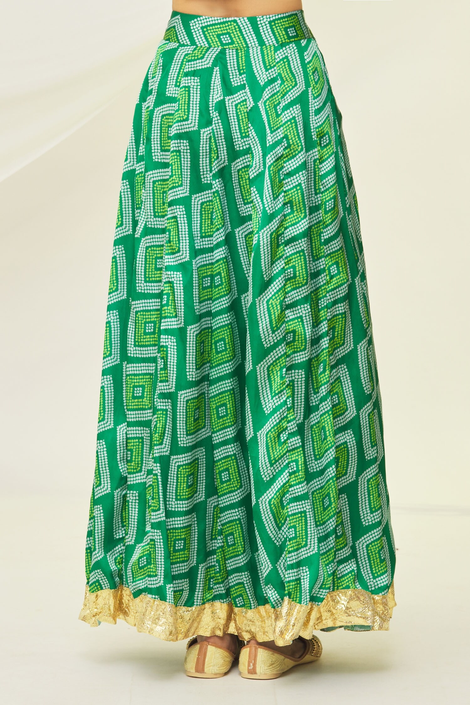 Buy Dark Green Pleats Design Shantoon Skirt-23019