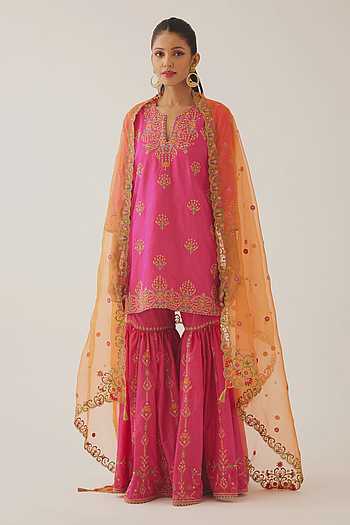 Strappy Kurta with Farshi Shalwar - Kesar Orange - Ready to Ship