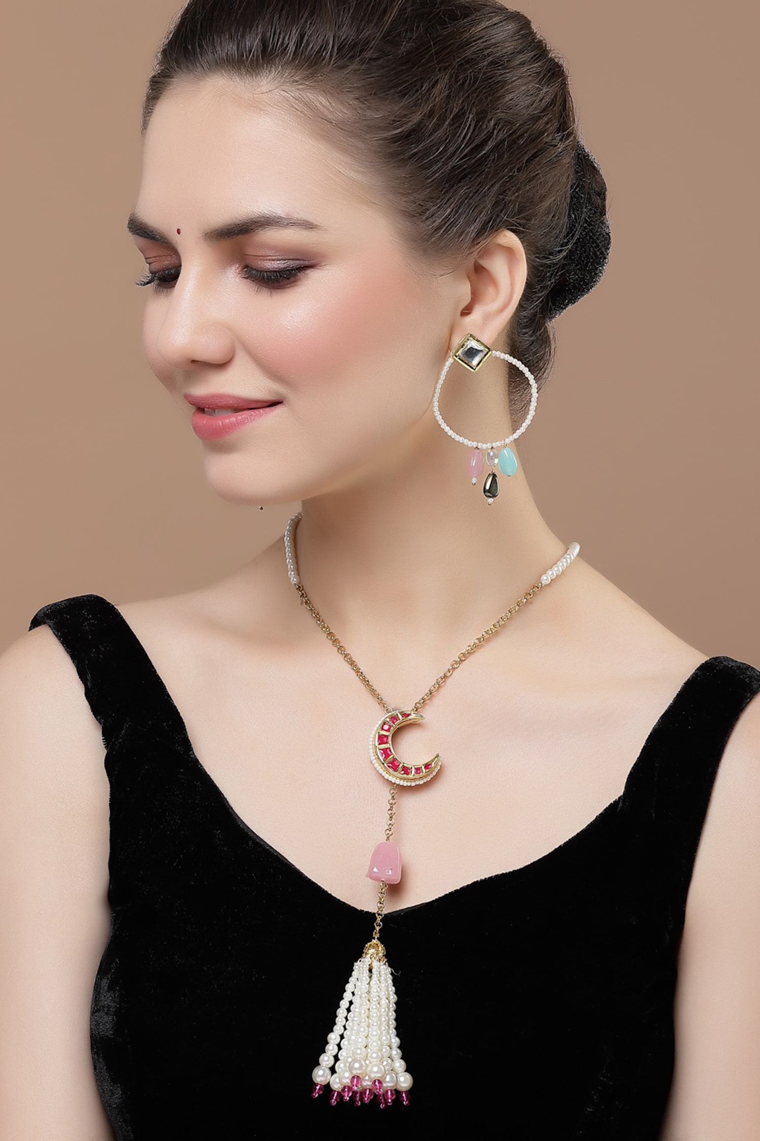 Buy Dugran By Dugristyle Natural Stone Embellished Long Necklace Online