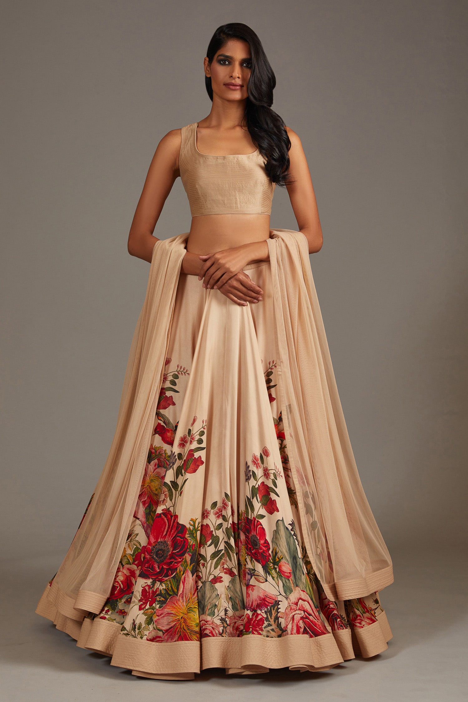 Rohit Bal Floral Printed Lehenga With Velvet Jacket (Multicolor) in Jaipur  at best price by Archna Fashion - Justdial