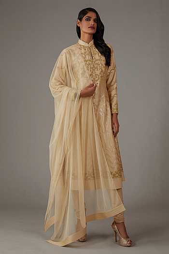 Beige Kurta Art Silk Chudidaar main image 1