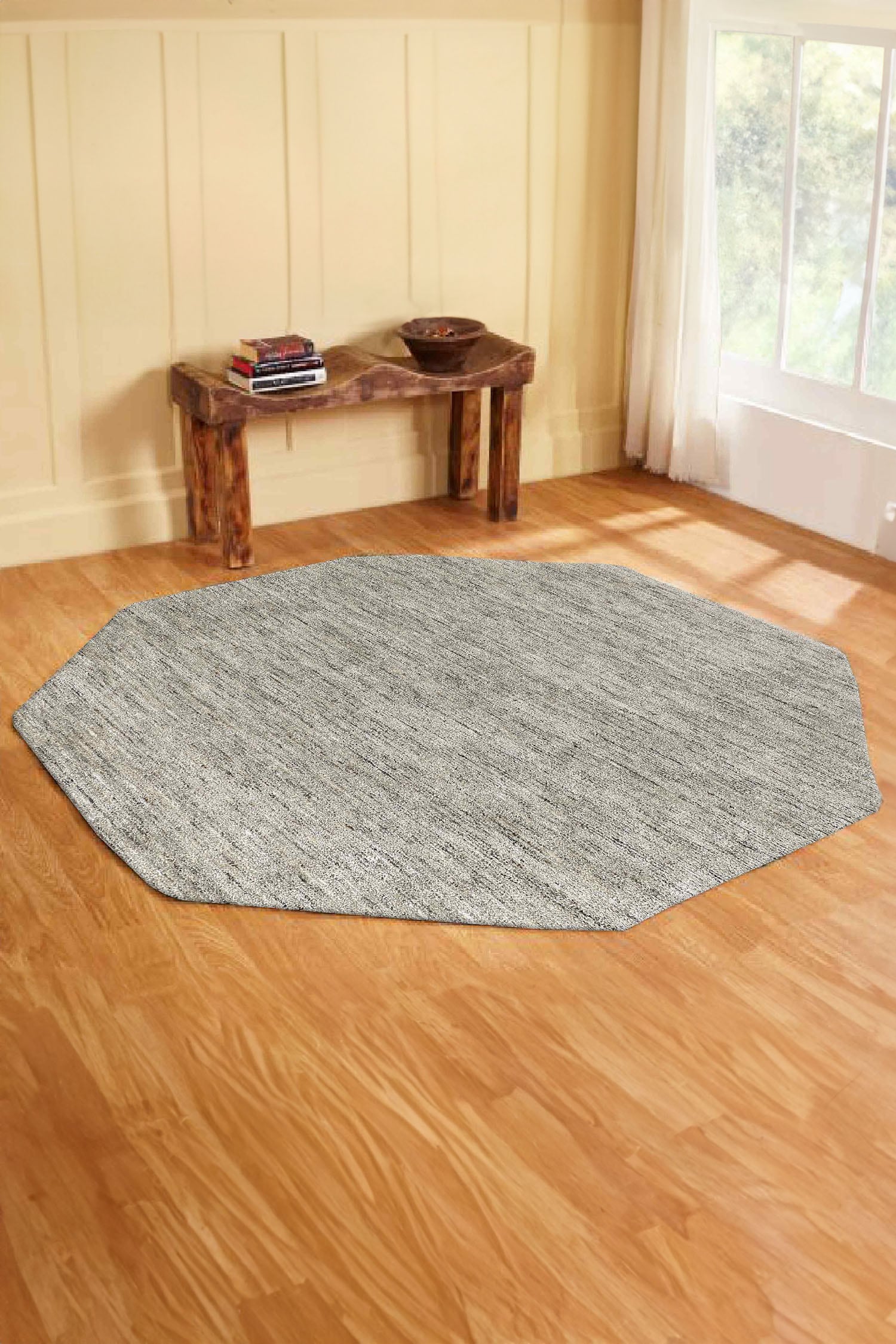 Cream 40 Wool Hand Woven Ambient Octagon Shaped Rug By Kaleen India Online At Aza Fashions
