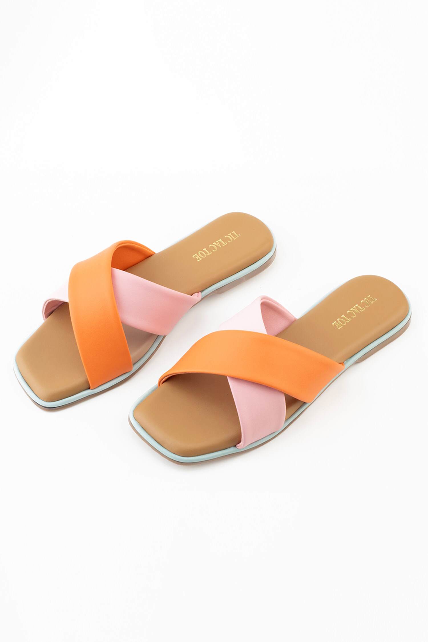 Buy Tic Tac Toe Footwear Peach Pu Leather Criss Cross Patta Flats ...