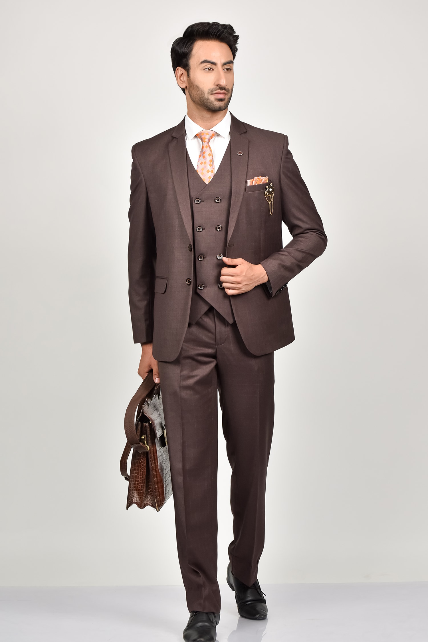 Textured Pecan Brown Tuxedo