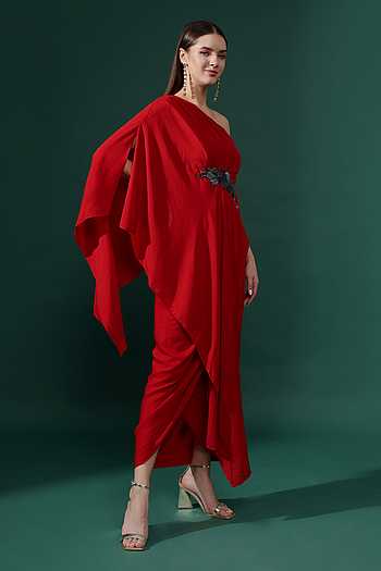 AAKAAR PINK DRAPE DRESS