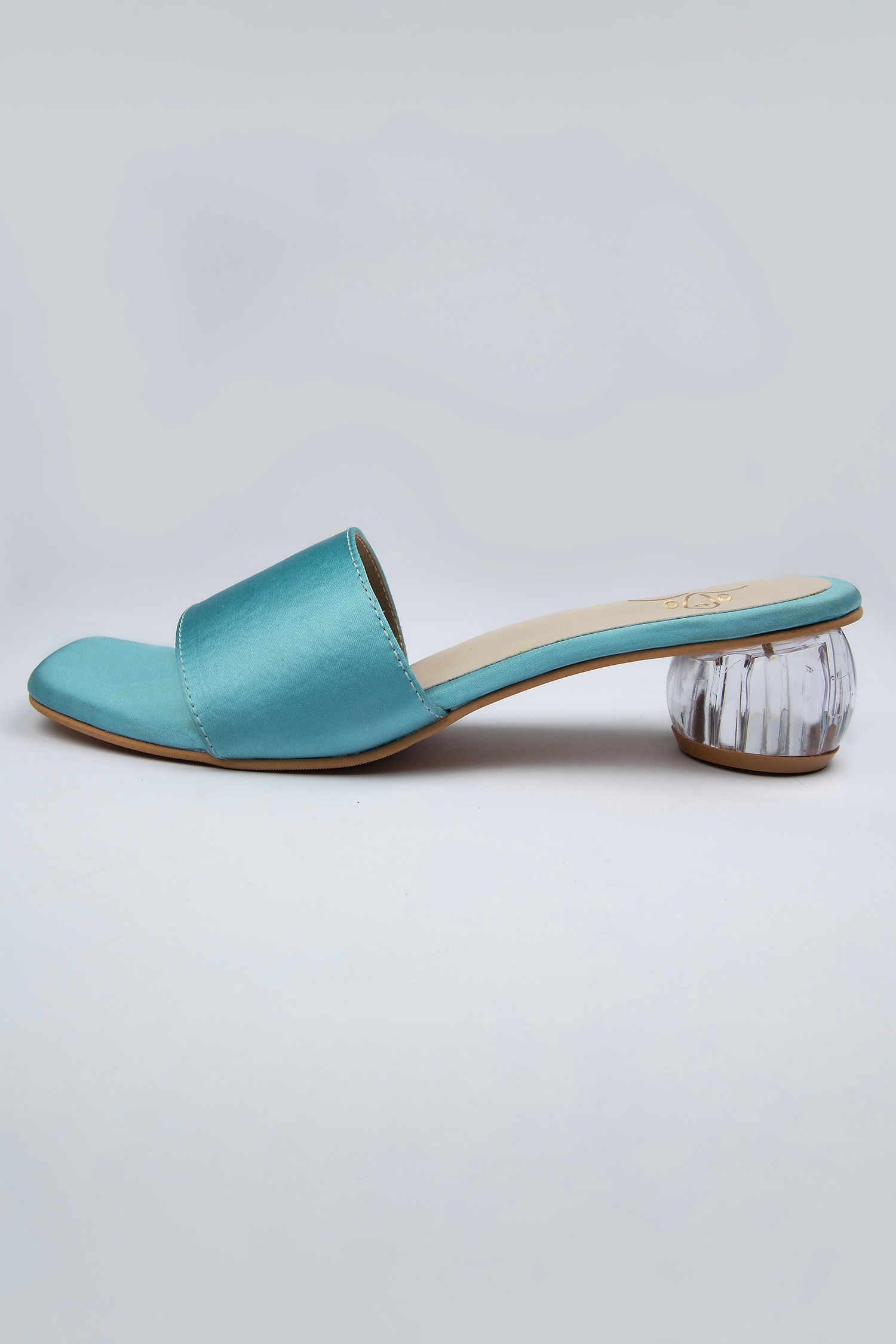 Buy Sky Blue Plain Glazed Transparent Heel Sliders by Schon Zapato Online  at Aza Fashions.