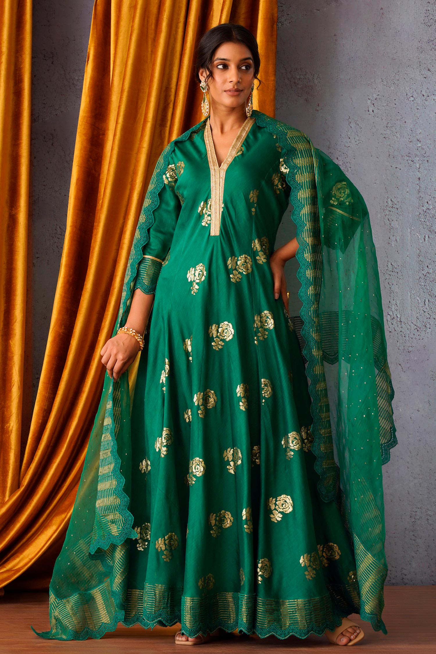 Emerald cheap green anarkali