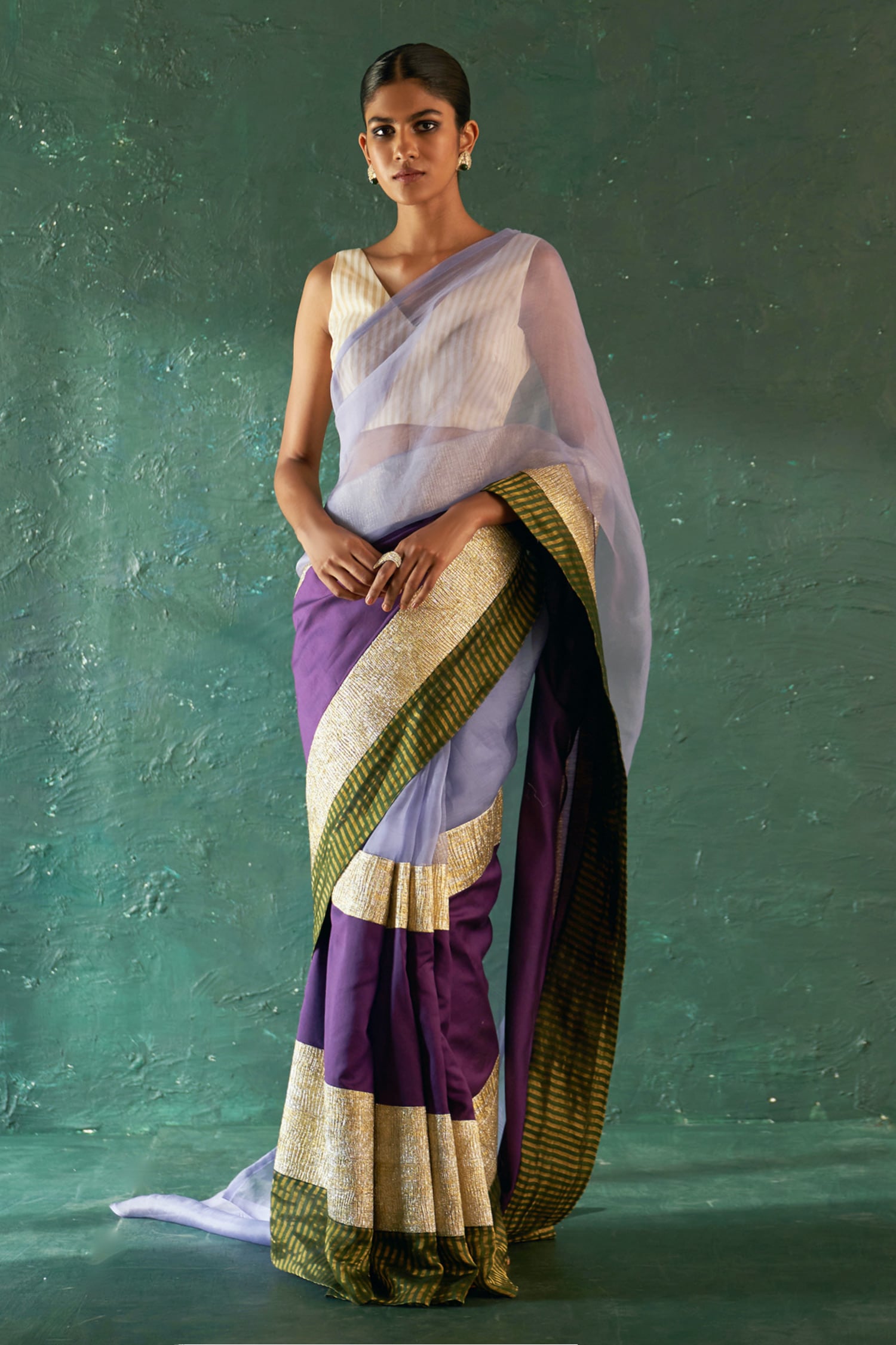 Purple and Green Shades Bridal Saris - Saree Blouse Patterns