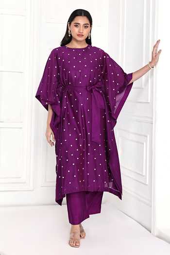 chanderi kimono kaftan dress - Regal & Purple Opulence