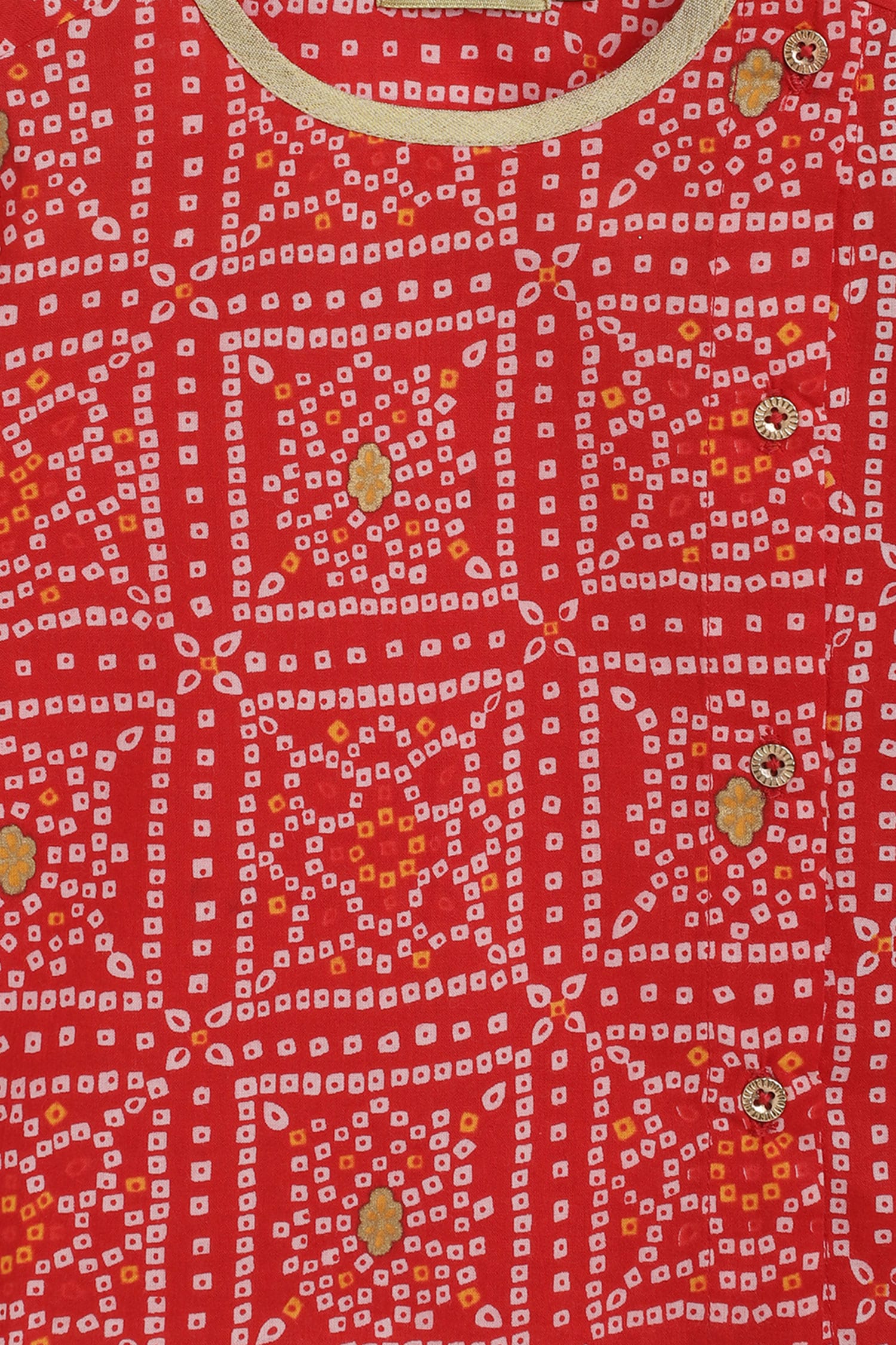 Buy Red Cotton Printed And Embellished Bandhani Kurta & Dhoti Pant