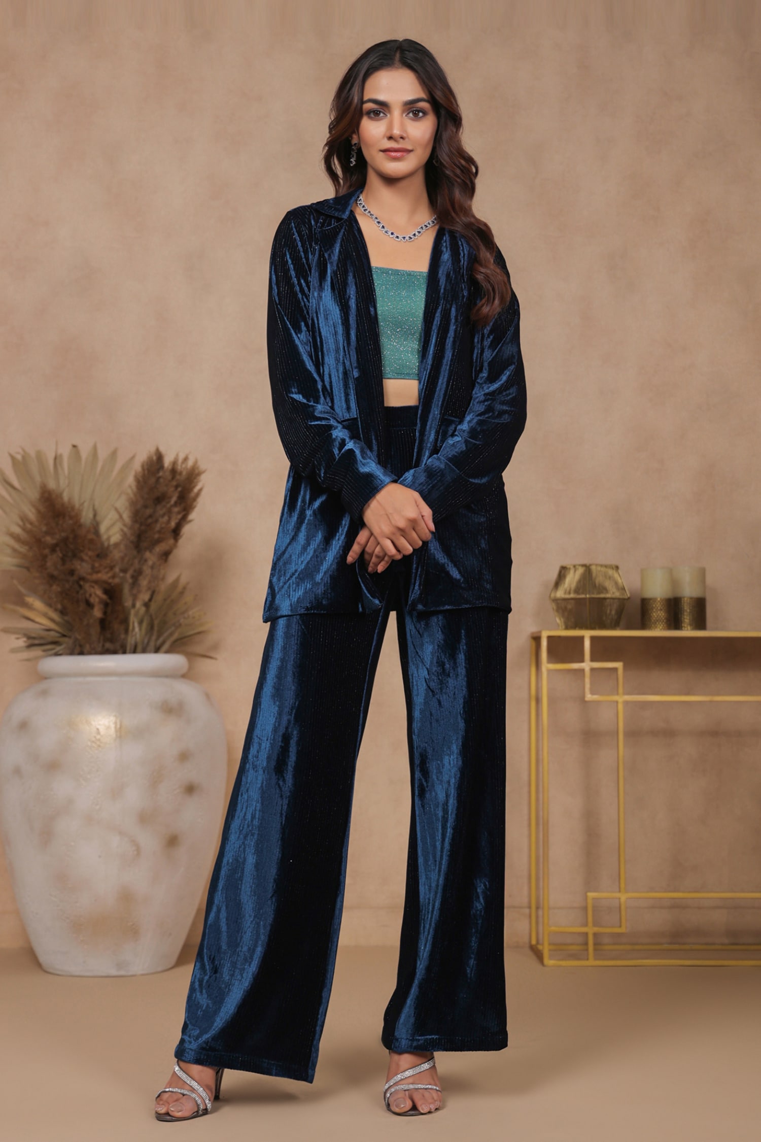 Women Gold Velvet Suit 2023 Spring Pullover Tops And Full Pants Two Piece  Set Loose 5XL
