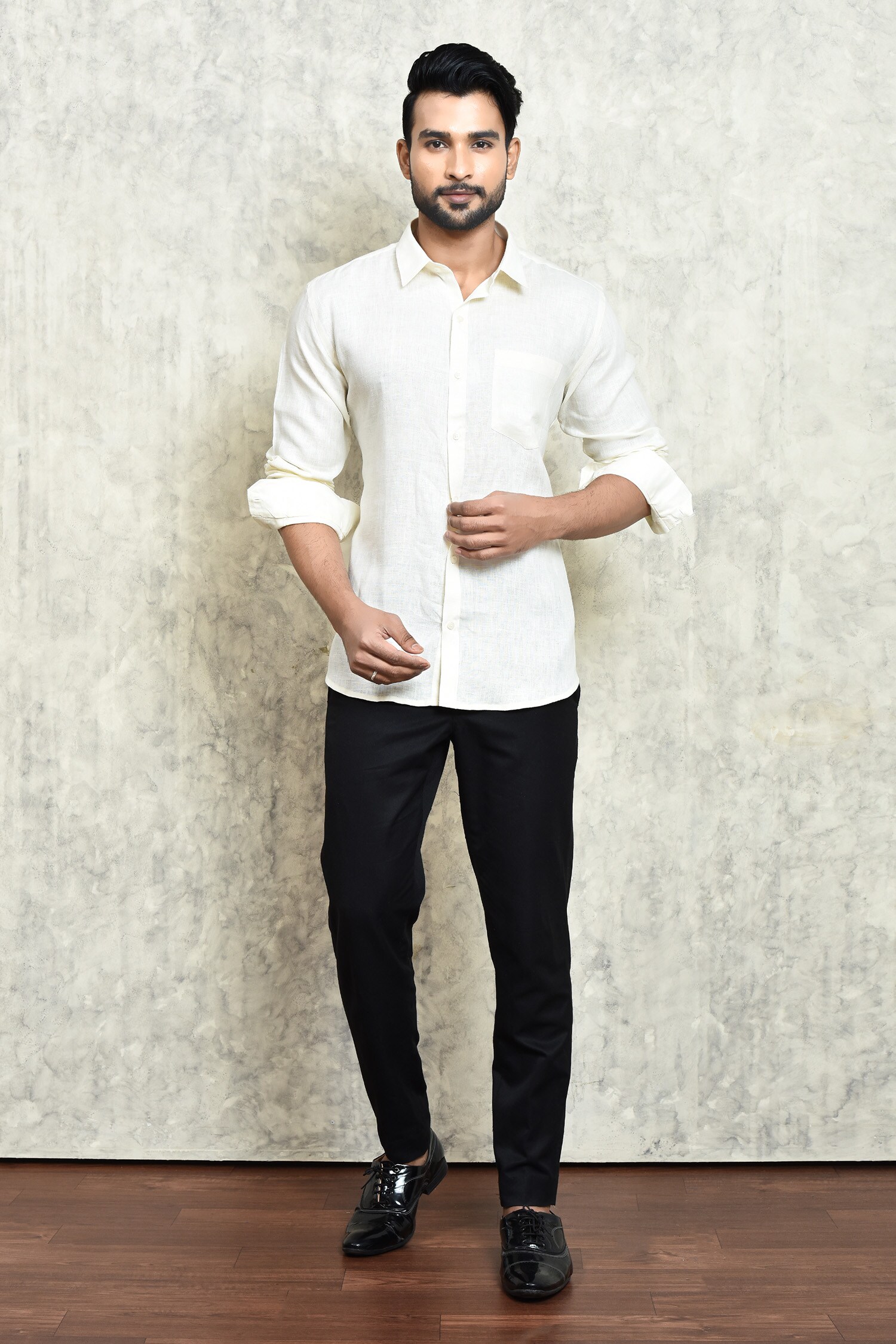 Buy Arihant Rai Sinha Cream Yarn Dyed Linen Shirt Online Aza Fashions