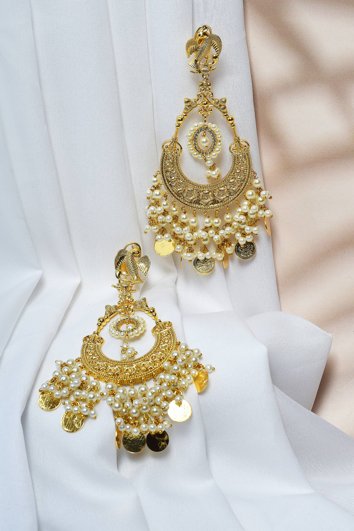 Buy Gold Plated Kira Petals Stone Studded Chandbali Earrings by The Bling  Girll Online at Aza Fashions.