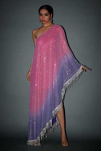 Peach Kaftan with Crystal and Bead Embellishment