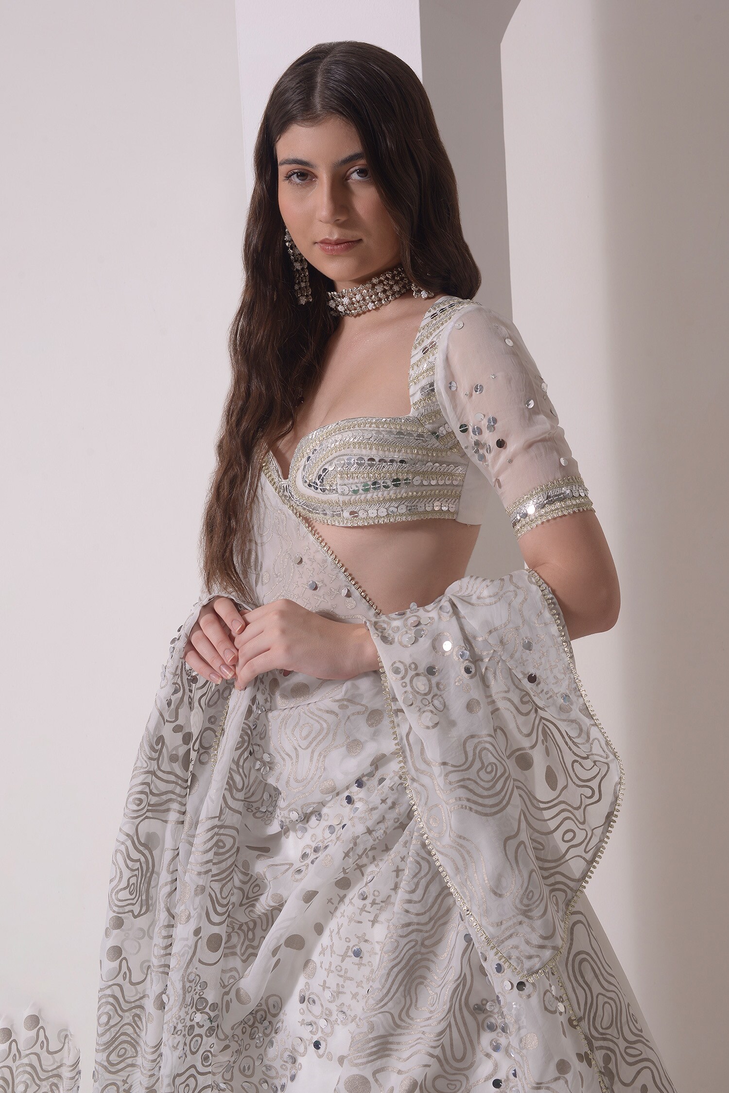 Blouse Only Silver Sequin Net Hand Embroidered Blouse - Etsy | Dress indian  style, Indian designer outfits, Lehenga designs