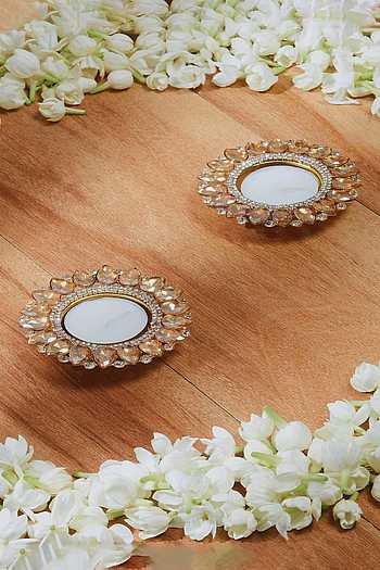 Mason Home Multi Color Beads Crystals Embellished Tealights 2 Pcs Set