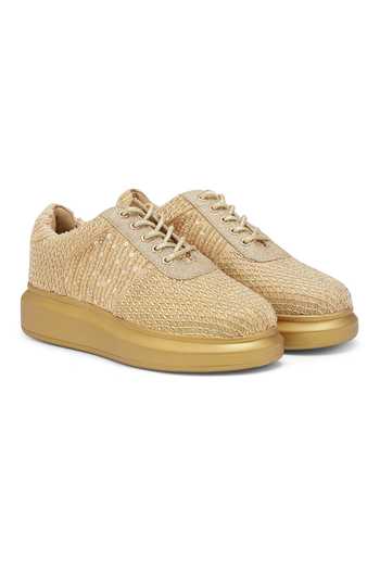 Gulnaar Tan Floral Embroidered Sneakers main image 1