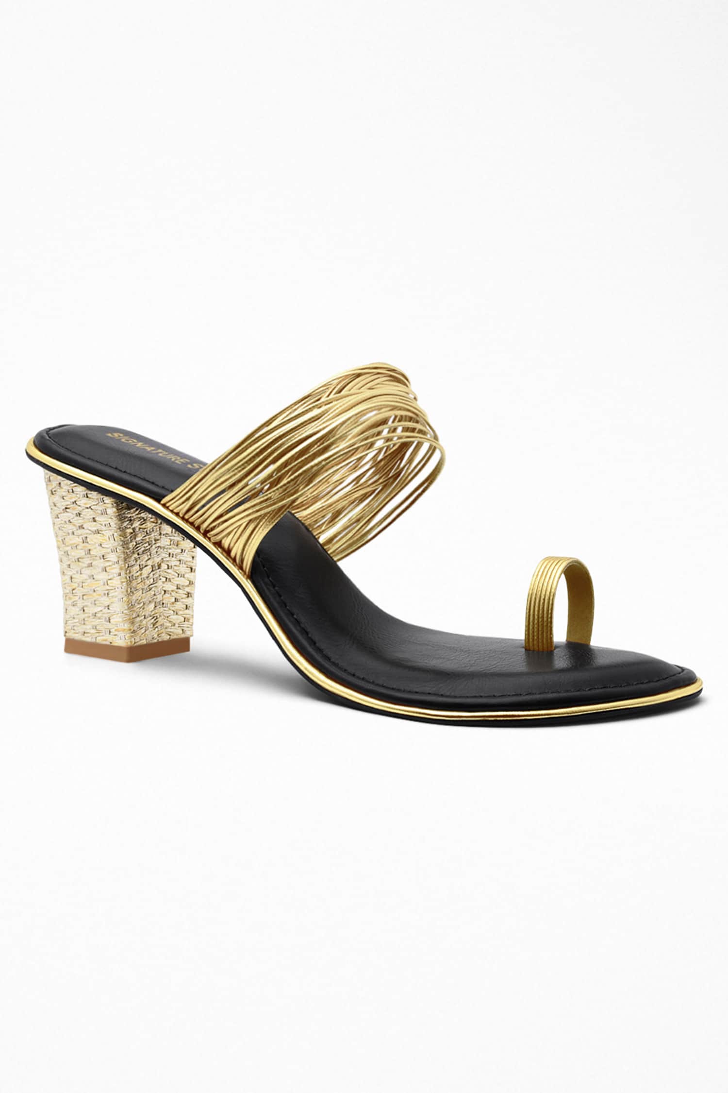 Truimph Black & Gold Anklet Chain Stiletto Heels | Public Desire