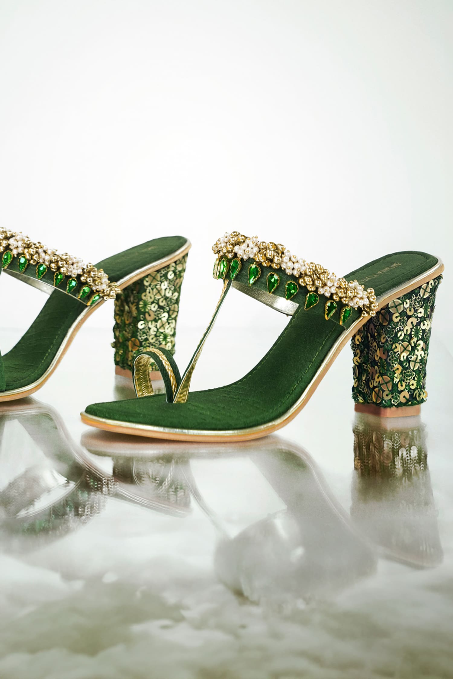 Emerald green open hot sale toe heels