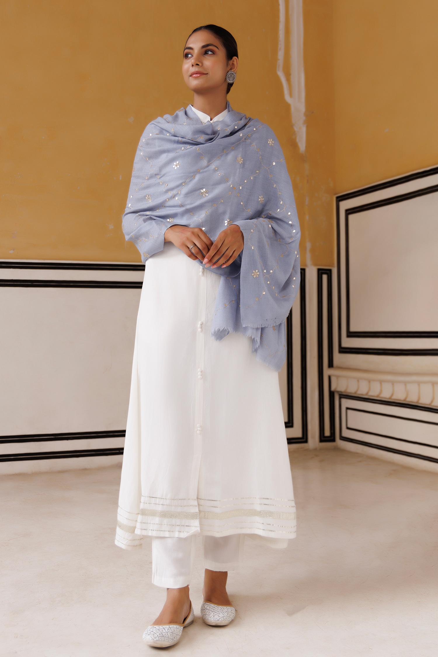 Buy Geroo Jaipur Floral Jaal Embroidered Shawl Online Aza Fashions