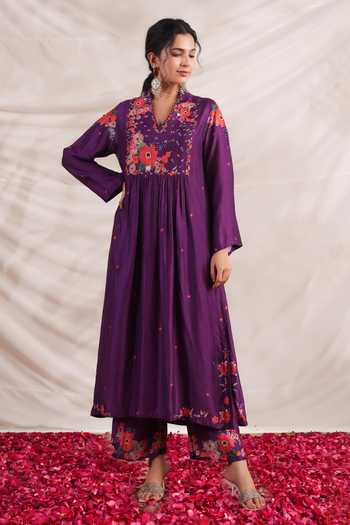 Bahaar Black Raw Silk Kurta Set
